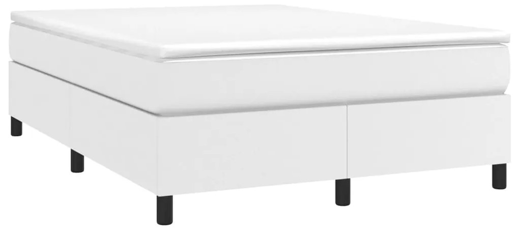 vidaXL Κρεβάτι Boxspring με Στρώμα Λευκό 140x190εκ.από Συνθετικό Δέρμα