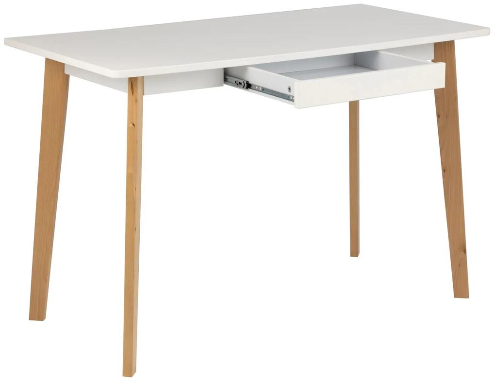 Τραπέζι γραφείου Oakland 166, Με συρτάρια, Αριθμός συρταριών: 1, 76x117x58cm, 16 kg, Άσπρο, Δρυς, Ξύλο: Σημύδα | Epipla1.gr