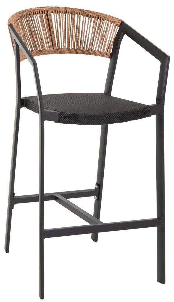 ΣΚΑΜΠΟ ΑΛΟΥΜΙΝΙΟΥ ΜΑΥΡΟ ΜΕ ΜΠΡΑΤΣΑ RATTAN &amp; TEXTLINE 56x58x105Yεκ. 56x58x105 εκ.