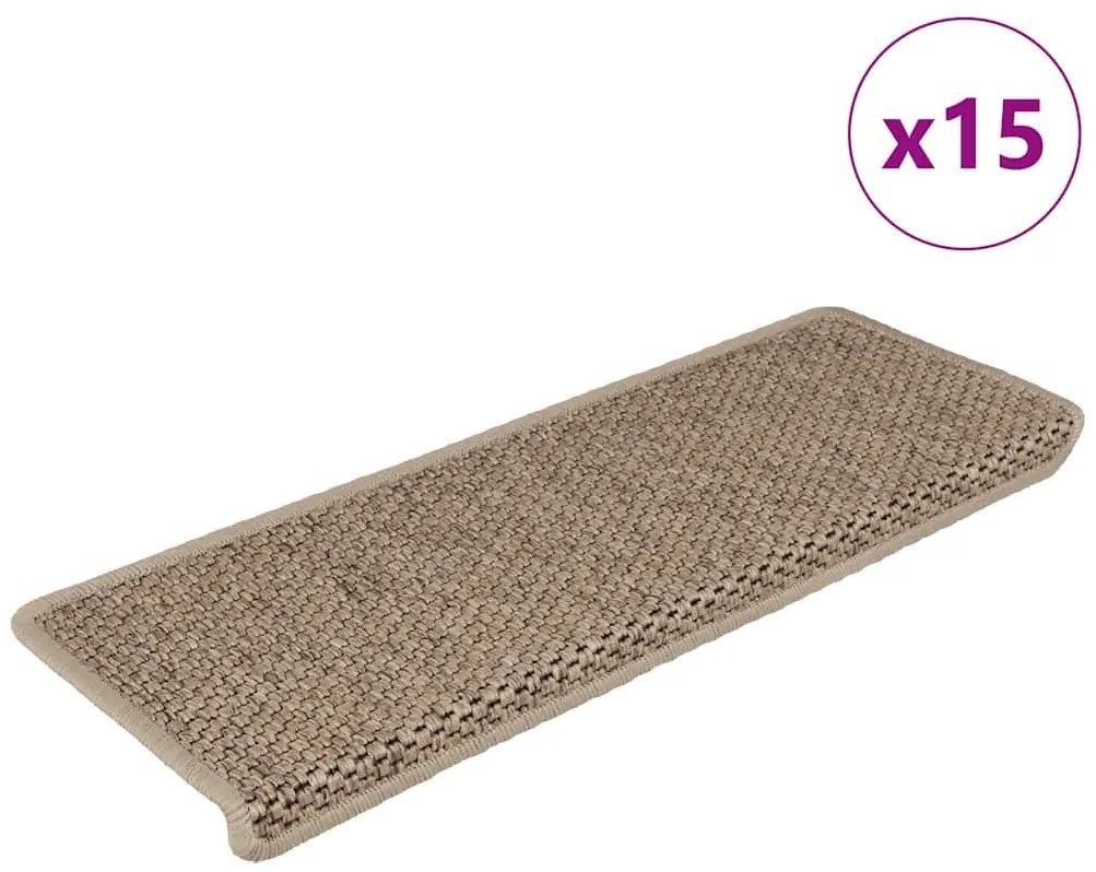 vidaXL Πατάκια Σκάλας Αυτοκόλλητα 15 τεμ Όψη Σιζάλ 65x21x4 εκ