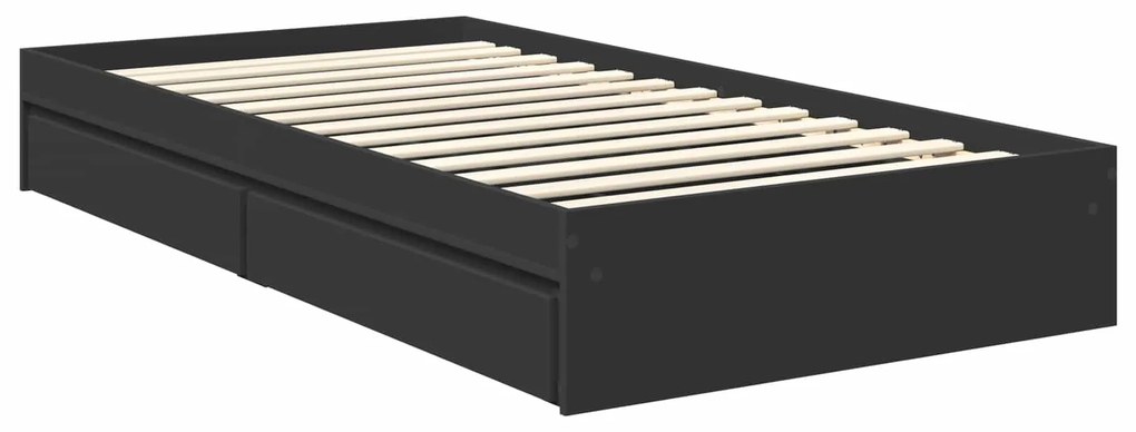 vidaXL Κρεβάτι Αποθήκης Μαύρο 100 x 200 cm Επεξεργασμένο ξύλο