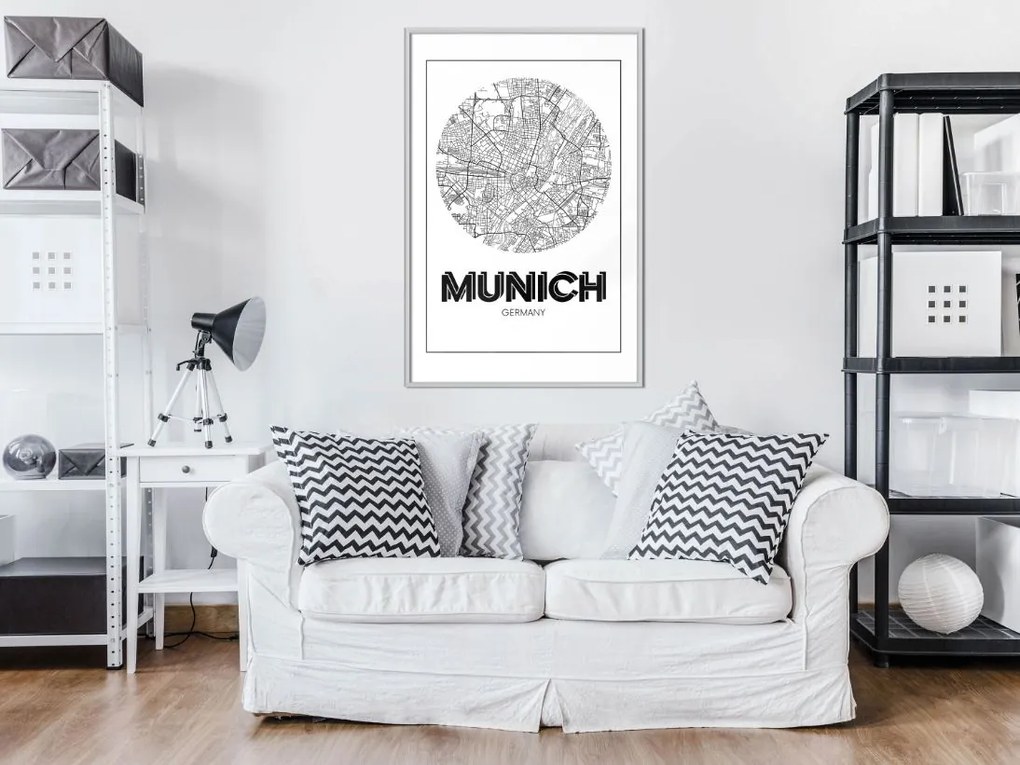 Αφίσα - City Map: Munich (Round) - 20x30 - Χρυσό - Χωρίς πασπαρτού