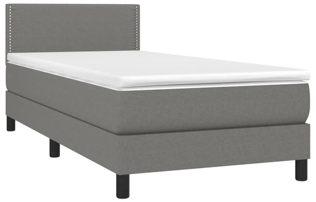 vidaXL Κρεβάτι Boxspring με Στρώμα &amp; LED Σκ.Γκρι 80x200 εκ. Υφασμάτινο