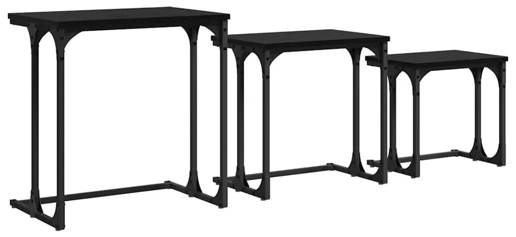 vidaXL Φωτιστικό Τραπεζάκι 3 pcs Μαύρη δρυς 50.5 x 35 x 53 εκ.
