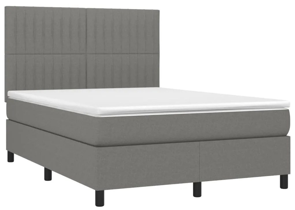 Κρεβάτι Boxspring με Στρώμα Σκούρο Γκρι 140x200 εκ Υφασμάτινο - Γκρι