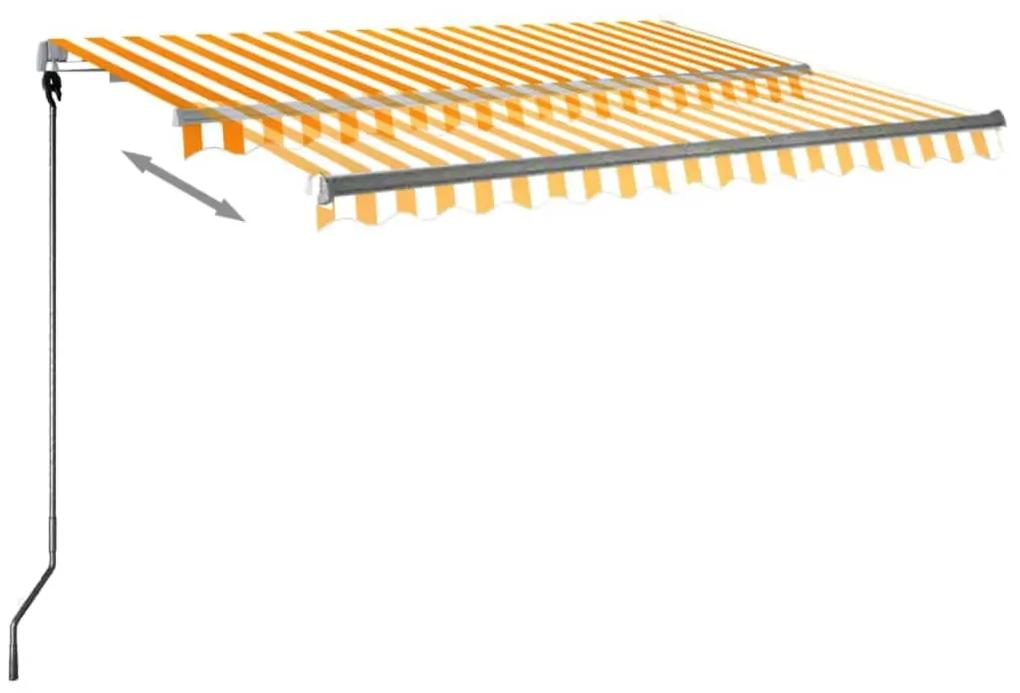 vidaXL Τέντα Αυτόματη με LED & Αισθ. Ανέμου Κίτρινο/Λευκό 300x250 εκ.