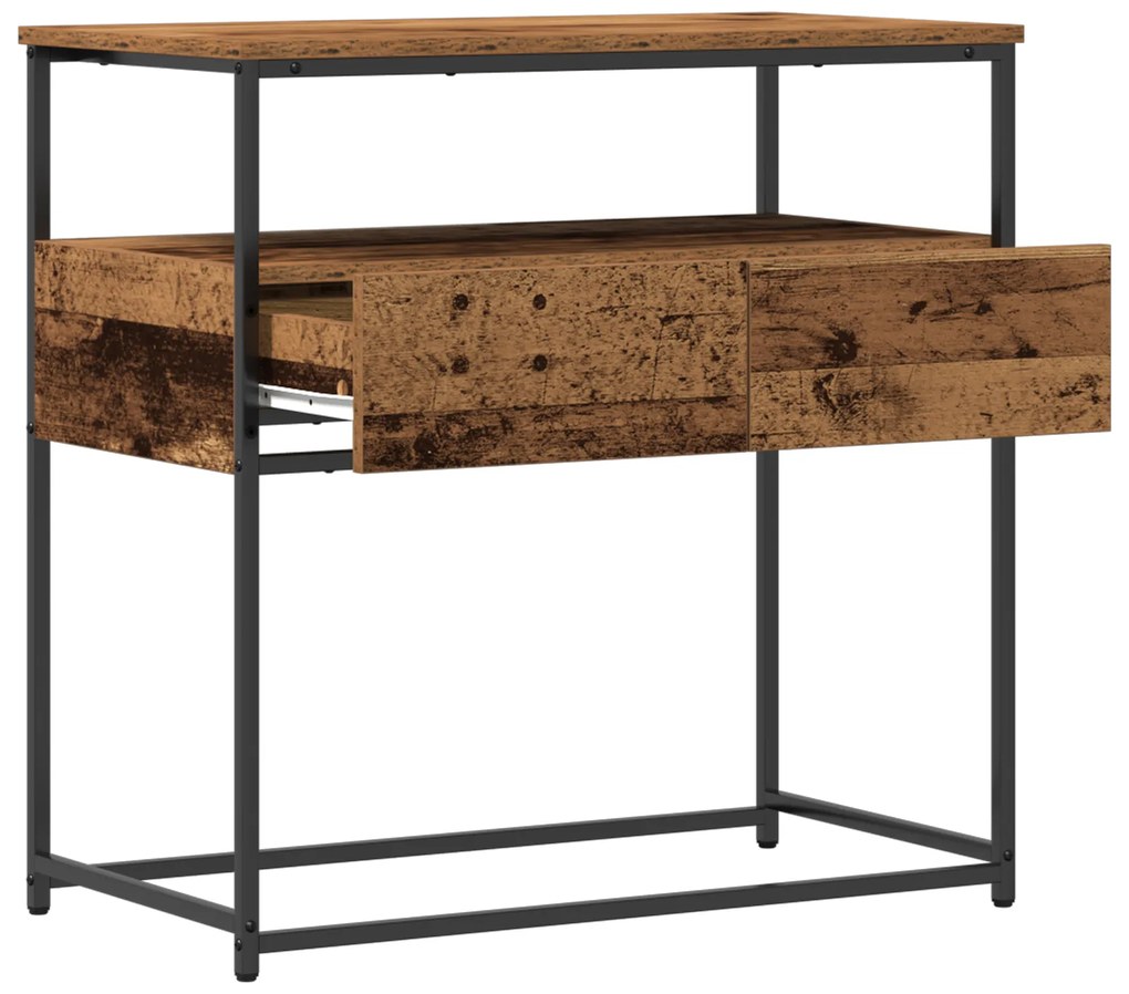 vidaXL Τραπέζι κονσόλας Παλιό Ξύλο 75x40x75 εκ. Συνθετικό Ξύλο και Χάλυβας