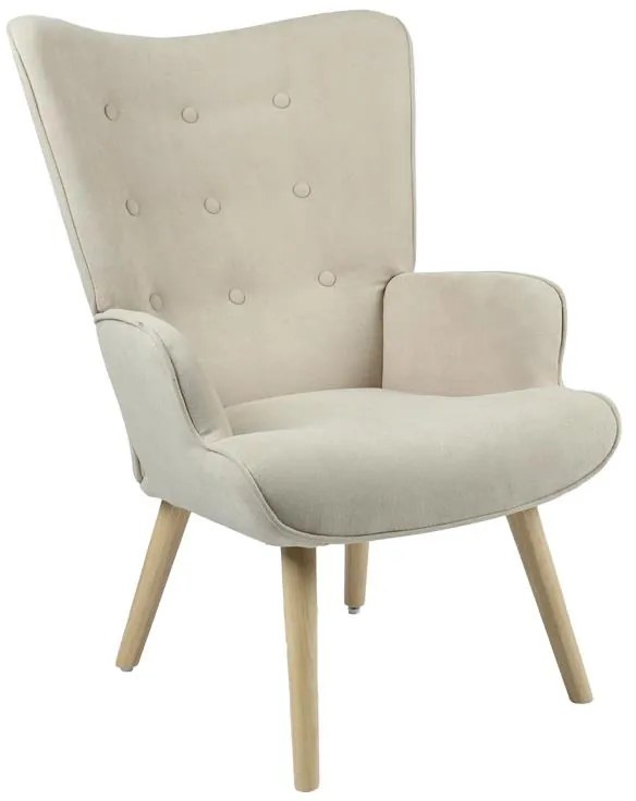 Πολυθρόνα Fluffy ύφασμα μπεζ-φυσικό πόδι 75x69x96εκ 75x69x96 εκ.