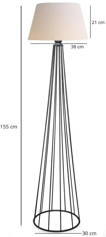 Φωτιστικό δαπέδου Firdo II Ε27 ύφασμα κρέμα-μέταλλο μαύρο Φ38x121εκ 38x38x121 εκ.