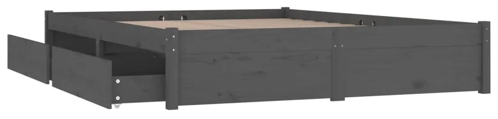 vidaXL Πλαίσιο Κρεβατιού Συρτάρια Γκρι 180 x 200 εκ Super King Size