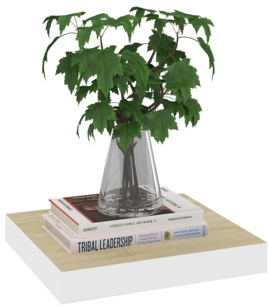 vidaXL Ράφια Τοίχου 4 τεμ. Δρυς και Άσπρο 23x23,5x3,8 εκ. MDF