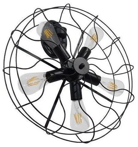 Απλίκα Φωτιστικό Τοίχου Μαύρο Φ46 GloboStar FAN 01163-1163-Μαύρο 01163