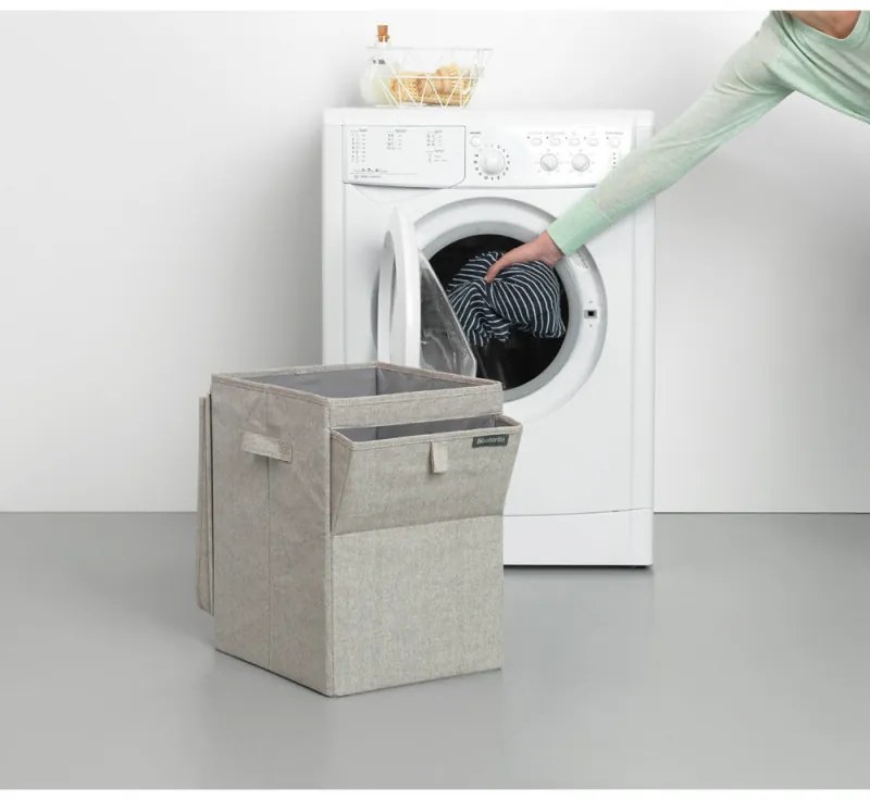 Brabantia Κιβώτιο πλυντηρίου ρούχων 1000827, 35 l, Άνοιγμα μπροστά, Ευρύ καπάκι, Πτυσσόμενο, Γκρι