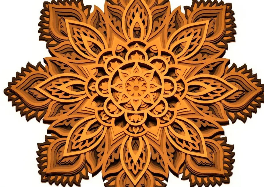Intra απο ξύλο plywood 3mm-4mm πάχος τρισδιάστατη μάνταλα λουλουδιών Δίασταση 30x30 cm INTRAFABR-14293452