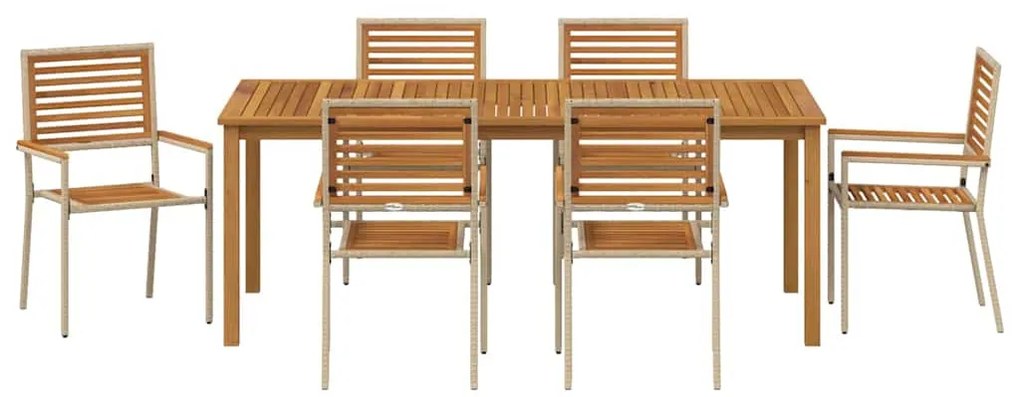 vidaXL Σέτ φαγητού για κήπο 7 pcs Μπεζ Στερεό Ξύλο Ακακίας