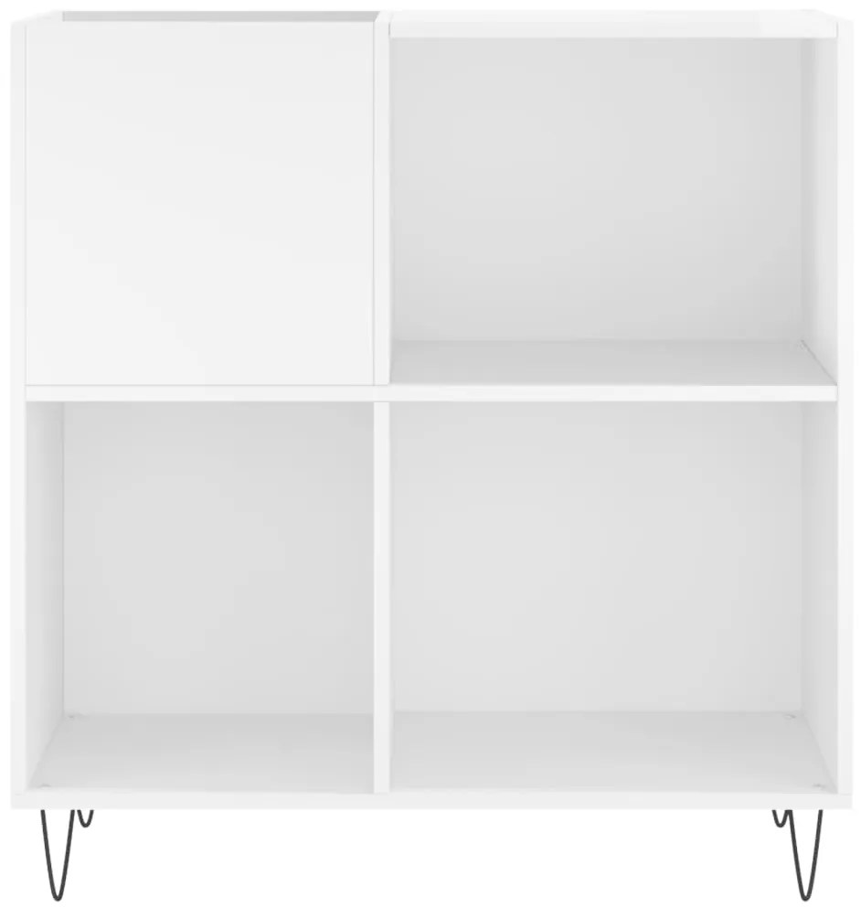 vidaXL Δισκοθήκη Γυαλιστερή Λευκή 84,5 x 38x 89 εκ. από Επεξεργ. Ξύλο