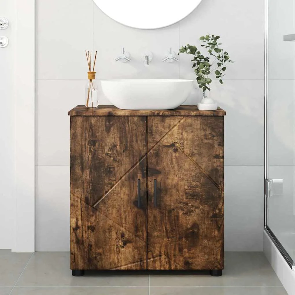 vidaXL Ντουλάπι Μπάνιου με ράφι Καπνιστή δρυς 61 x 35 x 64 εκ.