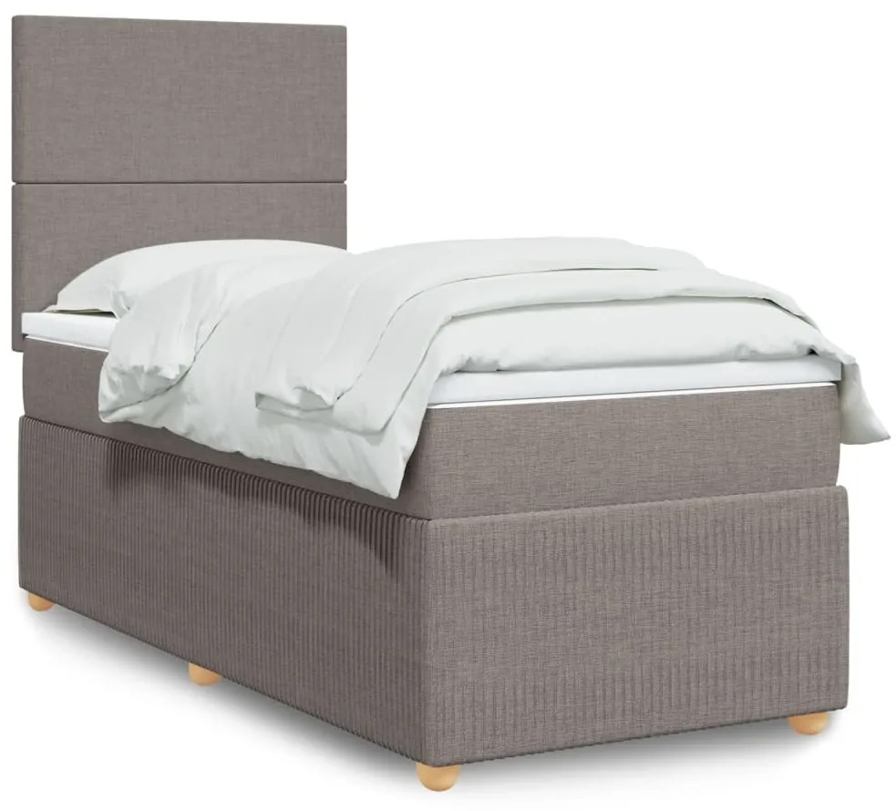 Κρεβάτι Boxspring με Στρώμα Taupe 80x200 εκ. Υφασμάτινο