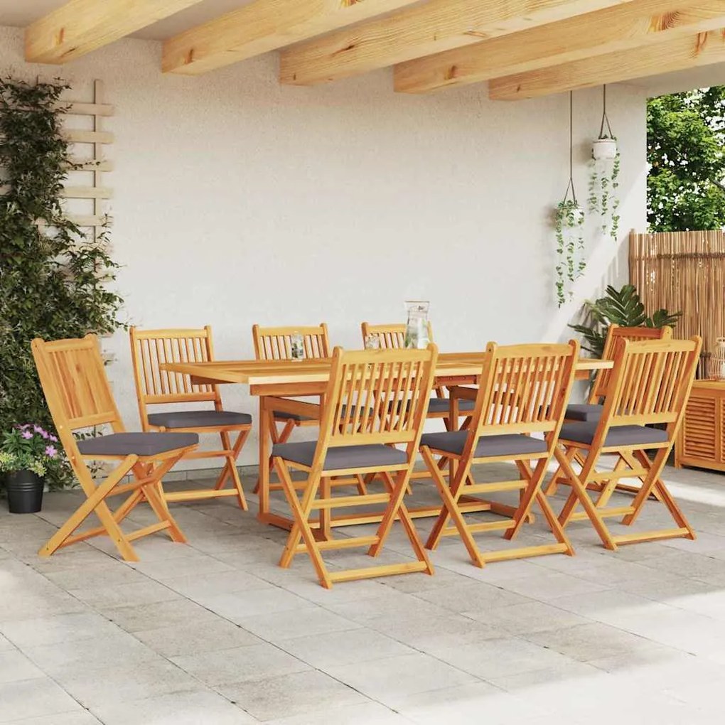 vidaXL Πτυσσόμενη Καρέκλα με μαξιλάρι 8 pcs Γκρι 49 x 57.5 x 92εκ