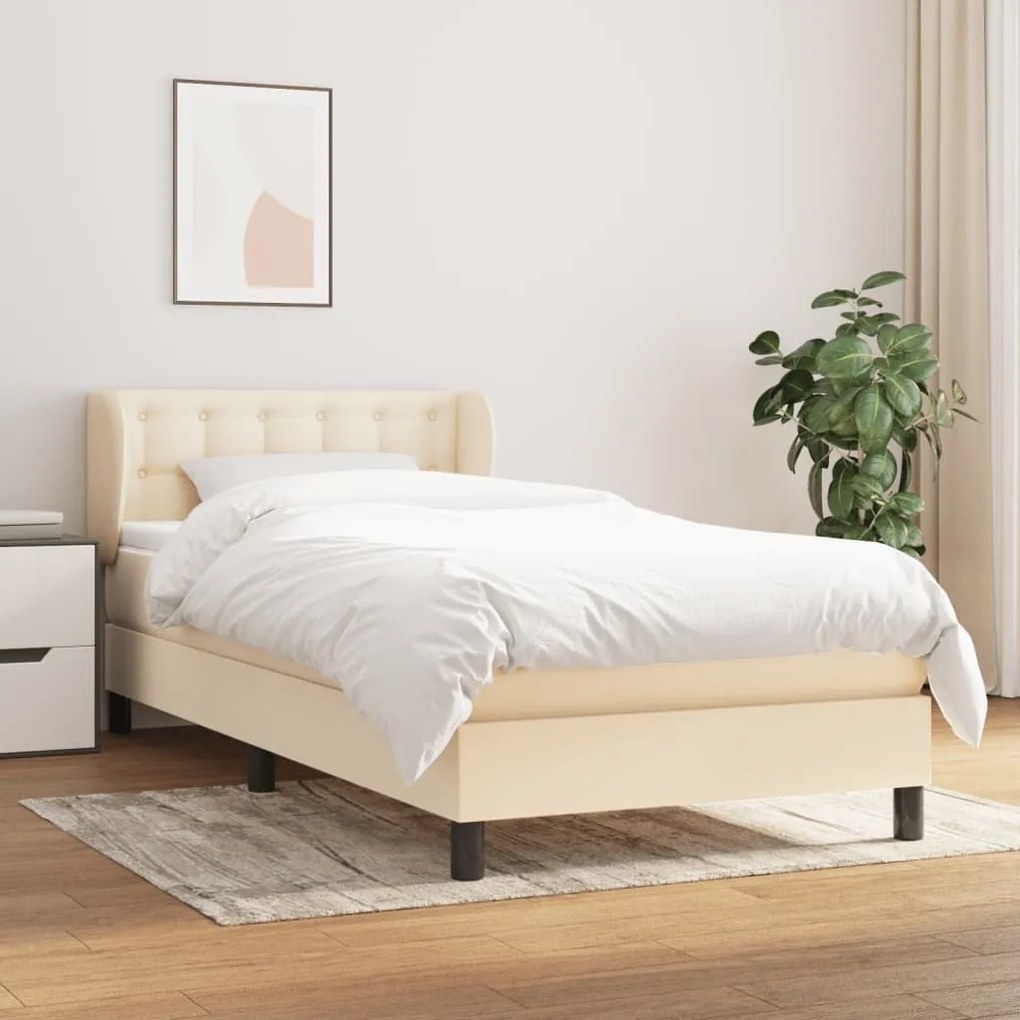 ΚΡΕΒΑΤΙ BOXSPRING ΜΕ ΣΤΡΩΜΑ ΚΡΕΜ 90X190 ΕΚ.ΥΦΑΣΜΑΤΙΝΟ 3126530