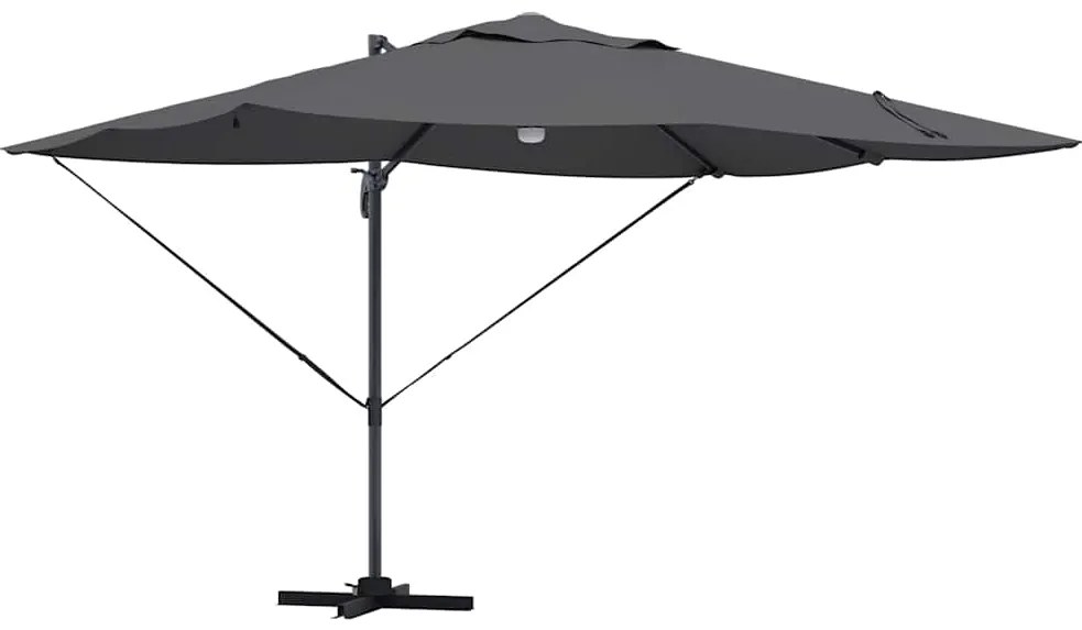 vidaXL Ανυψωμένο Ρομά Παρασόλ με LEDs Ανθρακί, 352x251x265 εκ., Αλουμίνιο