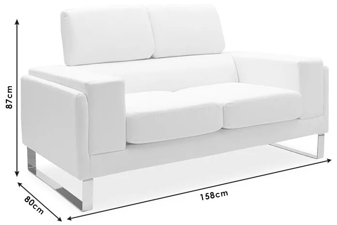 Καναπές Shea pakoworld 2θέσιος PU ivory-inox 158x80x87εκ (1 τεμάχια)