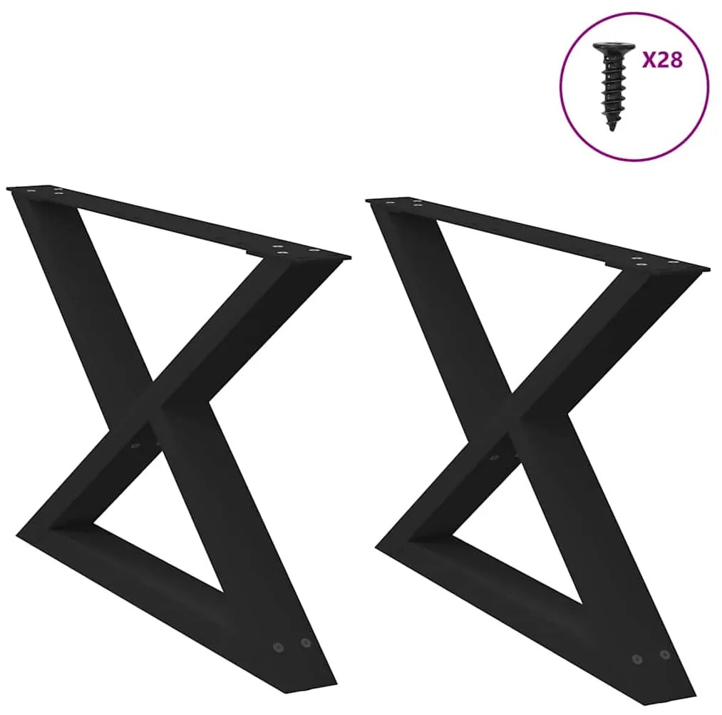 vidaXL Πόδια Τραπεζιού Σαλονιού 2 τεμ. Μαύρο 70x(42-43,3) εκ. Ατσάλι