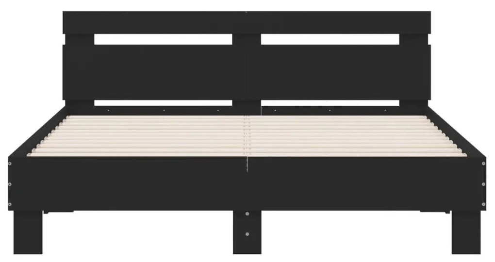 Πλαίσιο Κρεβατιού με Κεφαλάρι Μαύρο 140x200 εκ. Επεξ. Ξύλο - Μαύρο