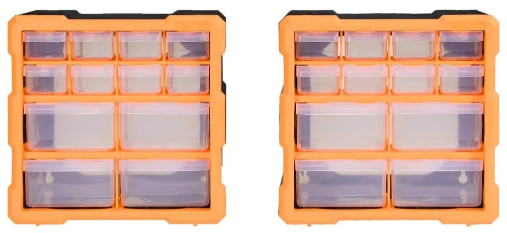 vidaXL Κουτιά Αποθήκευσης 2 τεμ. με 12 Συρτάρια 26,5 x 16 x 26 εκ.