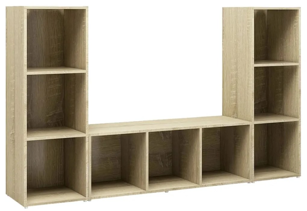 vidaXL Έπιπλα Τηλεόρασης 3 τεμ. Sonoma Δρυς 107x35x37 εκ. Μοριοσανίδα