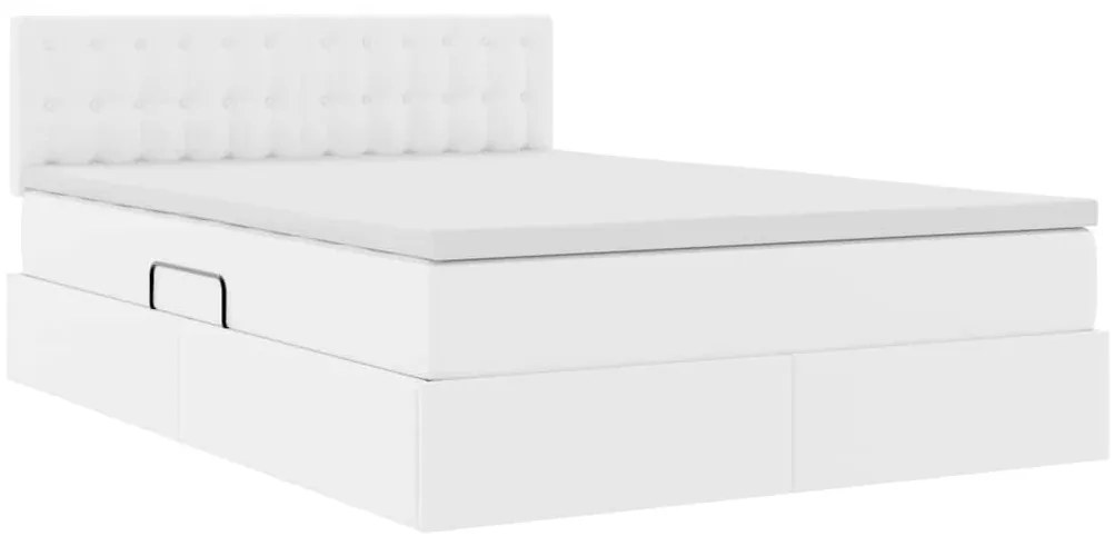 vidaXL Κρεβάτι Αποθήκης Καθαρό Λευκό 140 x 190 cm Τεχνητό Δέρμα
