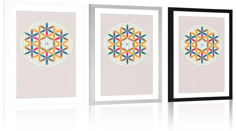 Αφίσα με παρπαστού Πολύχρωμα Mandala - 30x45 silver