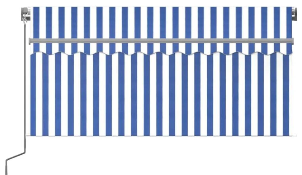 Τέντα Συρόμενη Χειροκίνητη με Σκίαστρο Μπλε / Λευκό 3 x 2,5 μ. - Μπλε