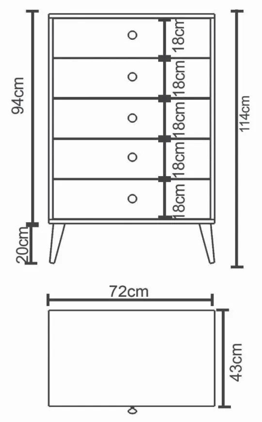 Συρταριέρα AMARI Λευκό Μοριοσανίδα 72x43x114cm - 14870045 - 14870045