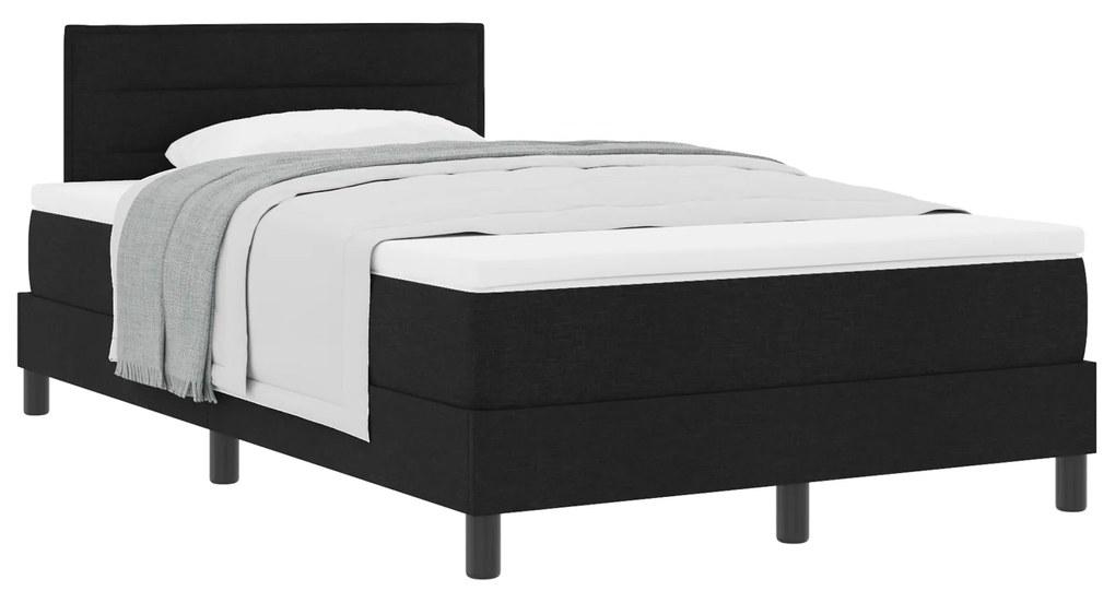vidaXL Κρεβάτι Box Spring με Στρώμα Μαύρο 120x190 εκ. Ύφασμα