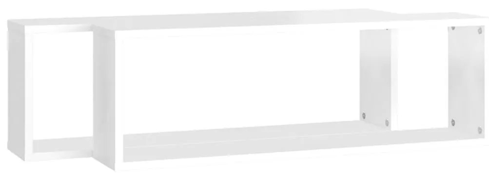 Ράφια Κύβοι Τοίχου 2 τεμ. Γυαλ. Λευκό 80x15x26,5εκ. Μοριοσανίδα - Λευκό