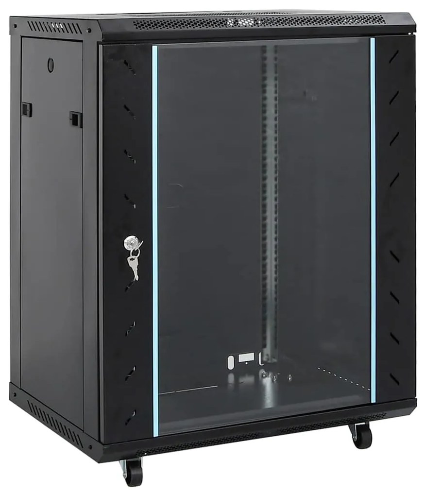 vidaXL Ντουλάπα δικτύου με αποθήκευση Μαύρο 60 x 60 x 80 εκ Ατσάλι