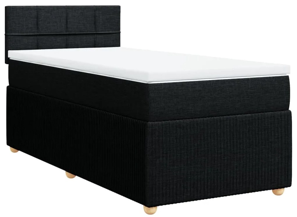 vidaXL Κρεβάτι Boxspring με Στρώμα Μαύρο 100 x 200 εκ. Υφασμάτινο