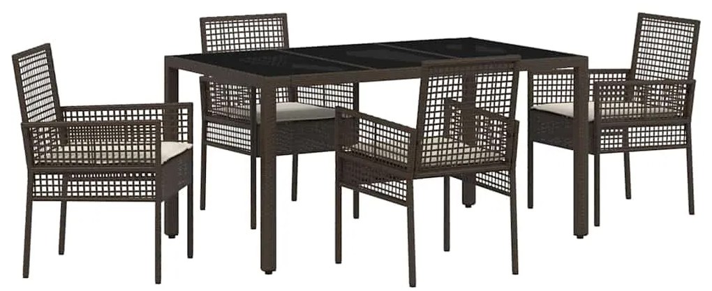 vidaXL Σέτ φαγητού για κήπο 5 pcs Καφέ Πολυ ράταν