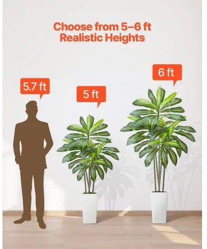 VEVOR 1829 mm Artificial Dracaena Tree Fake Plant with White Planter Indoor
