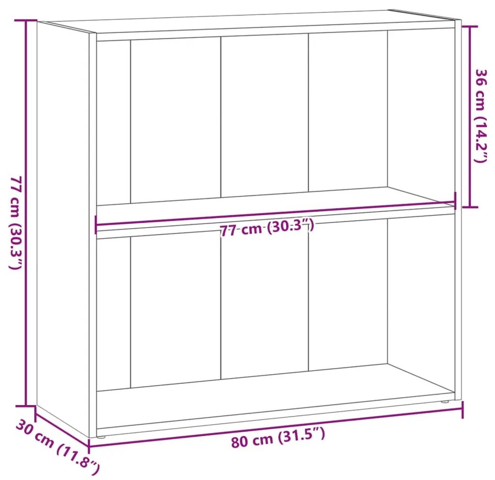 Βιβλιοθήκη Γκρι Sonoma 80x30x77 εκ. από Επεξεργ. Ξύλο - Γκρι