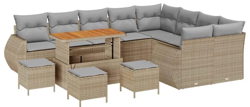vidaXL Σετ Καναπέ Κήπου 13 pcs Μπεζ συνθετικό ρατάν