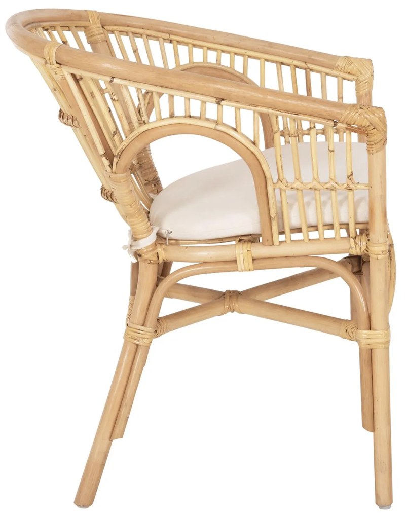 Καρέκλα - Πολυθρόνα DAMPAR C9929.04 Φυσικό Rattan με Λευκό Μαξιλάρι 59x61x80Υεκ. 59x61x80 εκ.