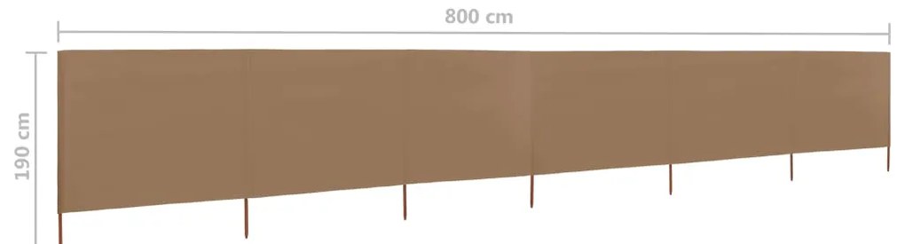 vidaXL Προστατευτικό Αέρα με 6 Πάνελ Taupe 800 x 160 εκ. Υφασμάτινο