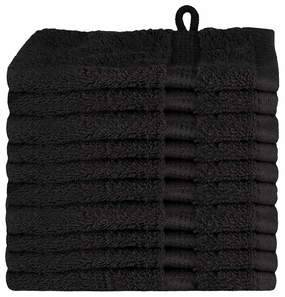 vidaXL Πετσέτες Προσώπου SOLUND 10 pcs Μαύρο Βαμβάκι