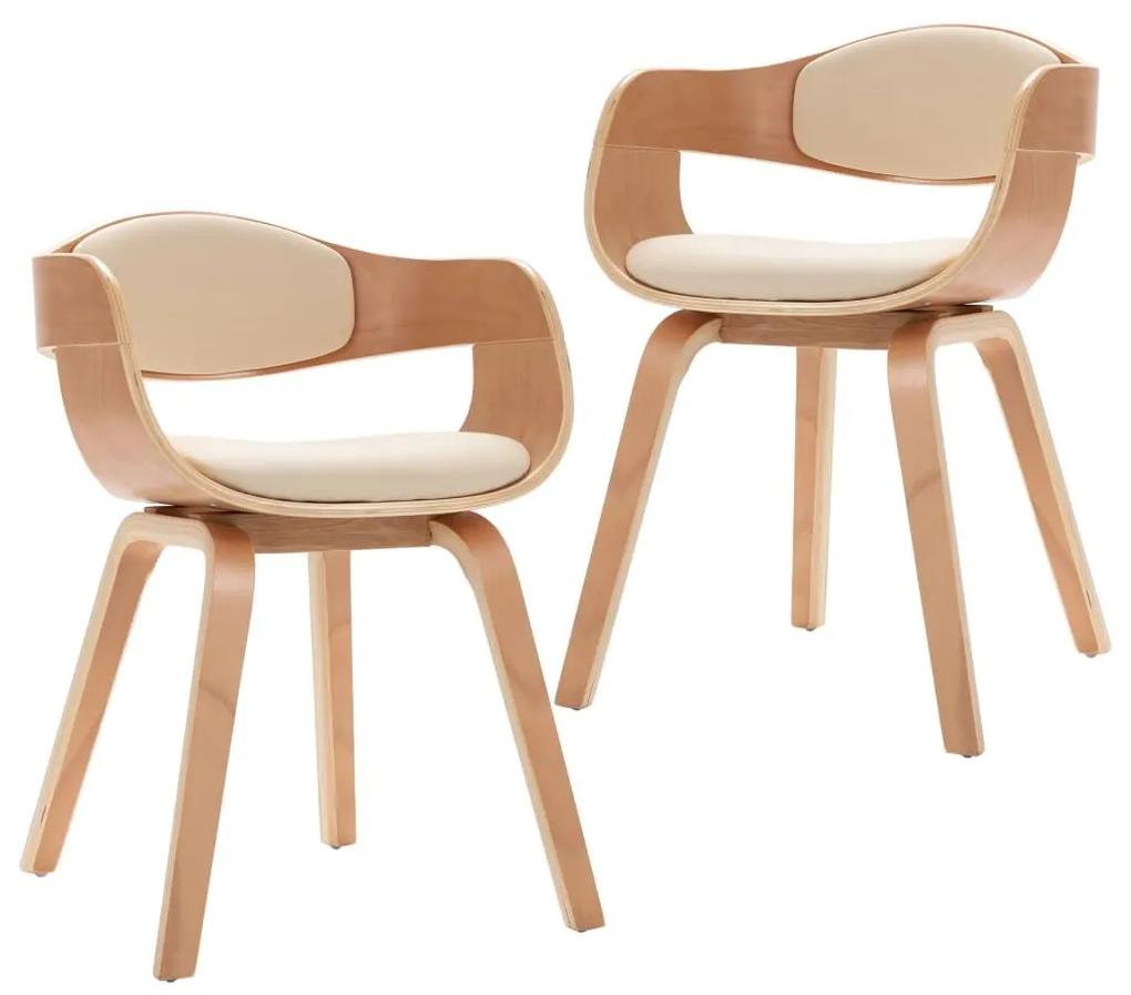 Καρέκλες Τραπεζαρίας 2 τεμ. Λυγισμένο Ξύλο / Συνθετικό Δέρμα - Κρεμ
