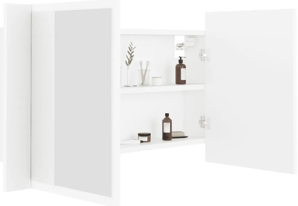 vidaXL Καθρέφτης Μπάνιου με Ντουλάπι LED Λευκός 80x12x45 εκ. Ακρυλικός