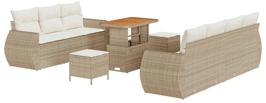 vidaXL Σετ Καναπέ Κήπου 10 pcs μπεζ και κρεμ 90 x 55 x 71 cm