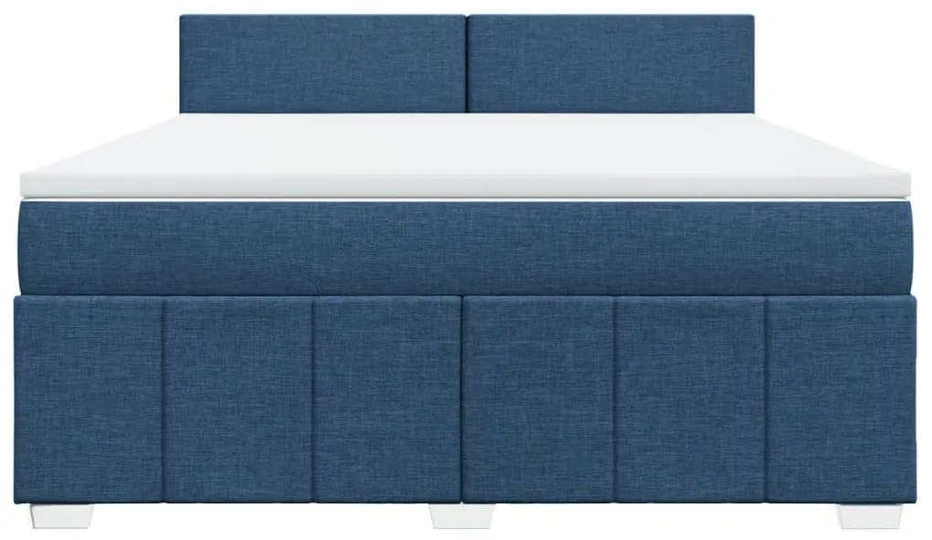 vidaXL Κρεβάτι Boxspring με Στρώμα Μπλε 180x200 εκ. Υφασμάτινο