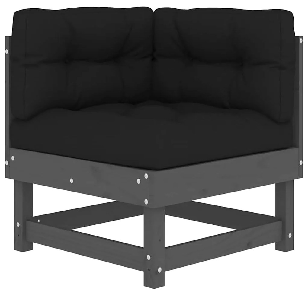 vidaXL Καναπέδες Γωνιακοί με Μαξιλάρια 2 τεμ. Γκρι Μασίφ Ξύλο Πεύκου